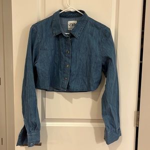 NWT Zara Crop Denim Top, size L